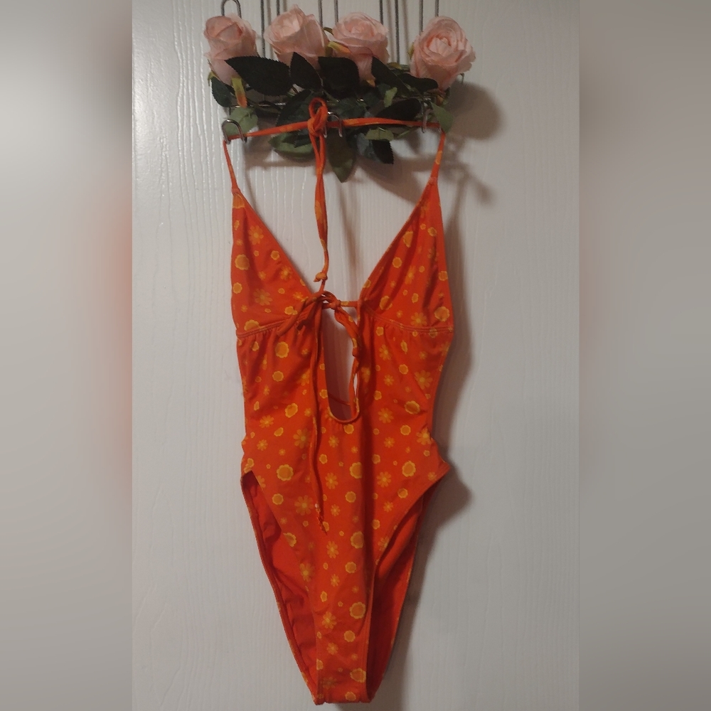 🆕 LA Hearts Floral Orange One Piece Swimsuit